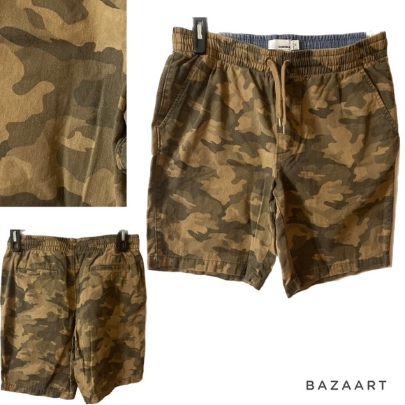 EUC Sonoma Shorts, 100% Cotton, Denim, Camo, Sz 33,33X9, Elastic waist, neutral‌ - Picture 12 of 12